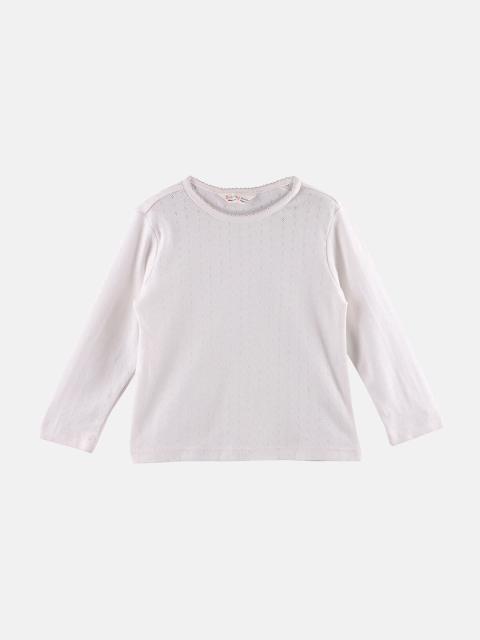 

Beebay Girls White Raw Edge Full Sleeve T-shirt