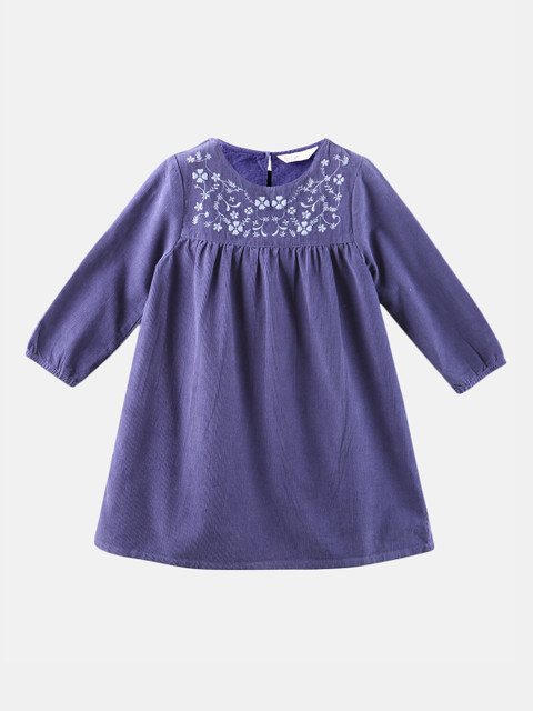 

Beebay Girls Blue Floral Yoke Embroidered Dress