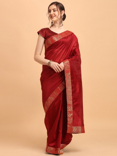 

KALINI Maroon & Gold-Toned Silk Blend Saree