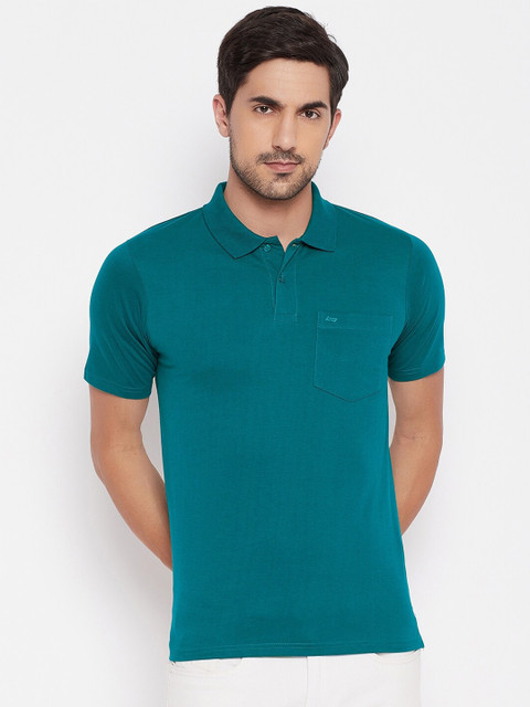 

NEVA Men Green Polo Collar Pockets T-shirt