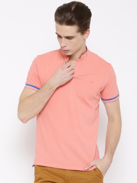 

United Colors of Benetton Men Coral Solid T-shirt