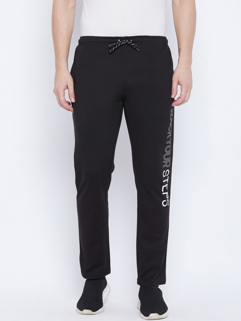 

NEVA Men Black & White Typography Cotton Track Pants