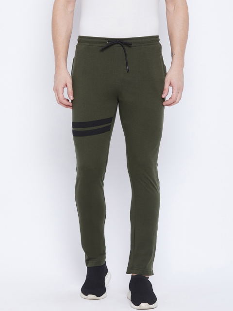 

NEVA Men Olive Green Solid Narrow Fit Track Pants