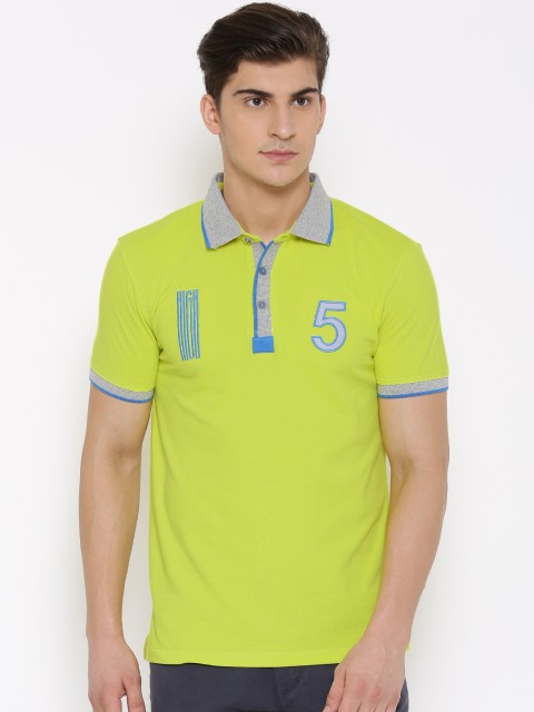 

United Colors of Benetton Men Fluorescent Green Polo T-shirt