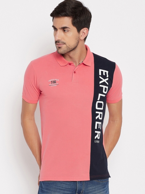 

NEVA Men Pink Typography Printed Polo Collar T-shirt