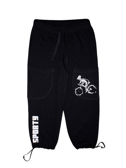 

KiddoPanti Kids Black & White Graphic Printed Pure Cotton Joggers