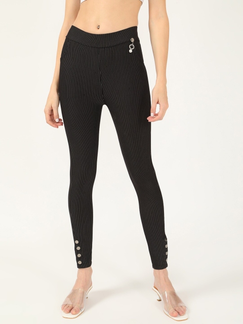 

V2 Value & Variety Women Black & White Striped Jeggings