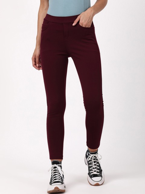 

V2 Value & Variety Women Maroon Solid Treggings