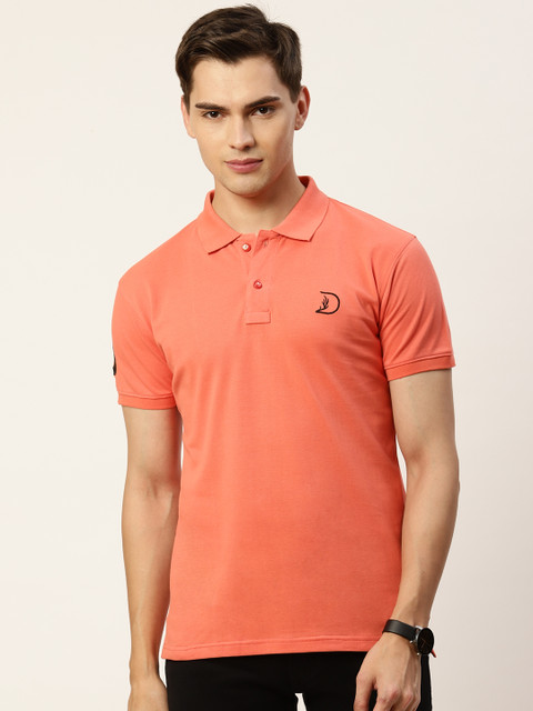 

PORTBLAIR Men Coral Orange Polo Collar T-shirt