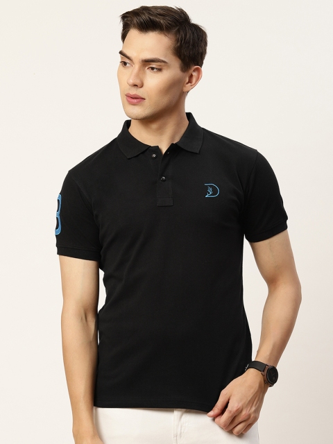 

PORTBLAIR Men Black Polo Collar Applique T-shirt