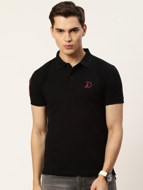 

PORTBLAIR Men Black Polo Collar Applique T-shirt