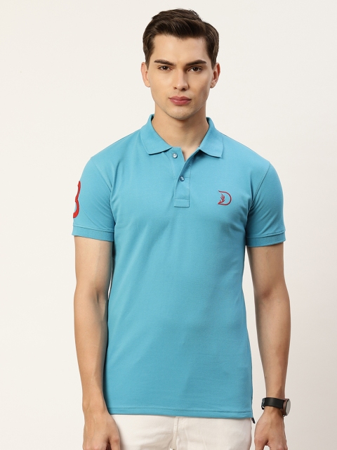 

PORTBLAIR Men Blue Polo Collar Applique T-shirt