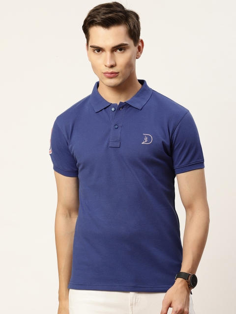 

PORTBLAIR Men Blue Polo Collar Applique T-shirt
