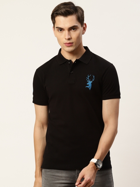

PORTBLAIR Men Black Polo Collar Applique T-shirt