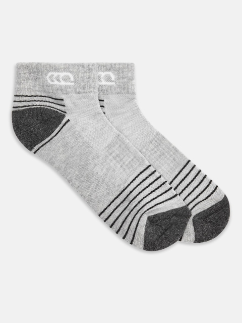 

Ajile by Pantaloons Men Grey & Black Striped Ankle-Length Socks, Grey melange
