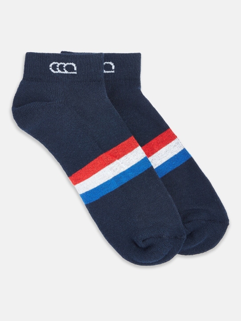 

Ajile by Pantaloons Men Navy Blue & Red Striped Ankle-Length Socks