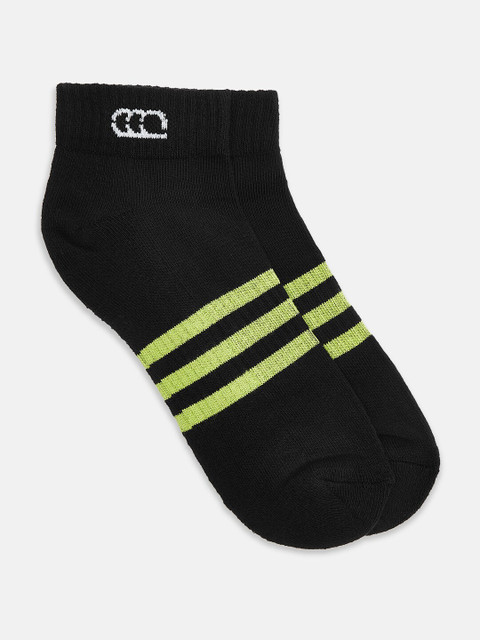 

Ajile by Pantaloons Men Black & Lime Green Striped Ankle-Length Socks
