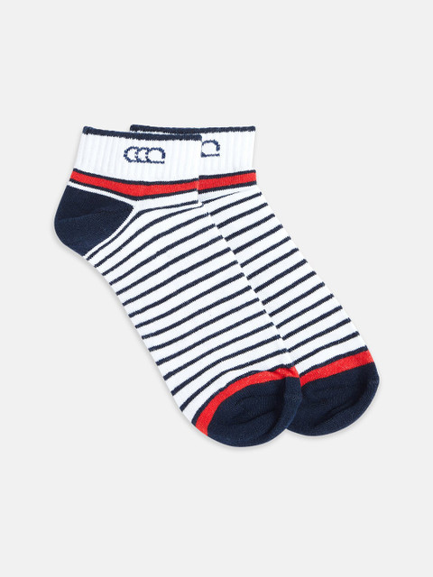

Ajile by Pantaloons Men White & Blue Striped Ankle Length Socks