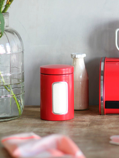 

Brabantia Set Of 2 Red & Transparent Solid Canister