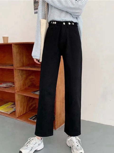 

URBANIC Women Black Straight Fit High-Rise Stretchable Jeans