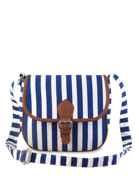 

Lychee bags Women Blue Stripes Printed Structured Sling Bag