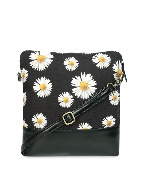 

Lychee bags Black Floral Printed Structured Sling Bag