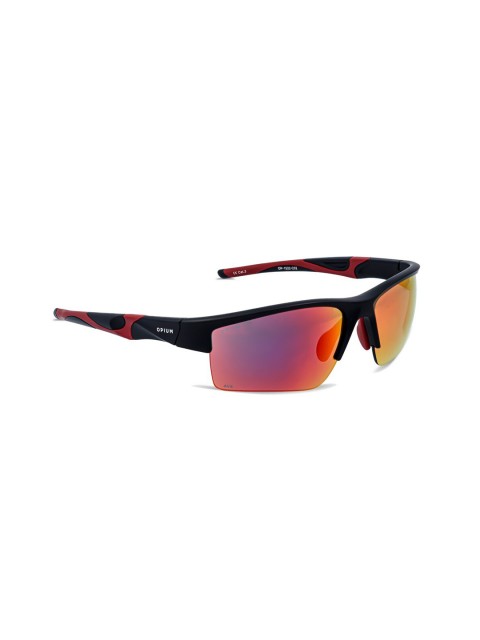 

OPIUM Men Red Lens & Black Half Rim Sports Sunglasses OP-1522-C02-Black