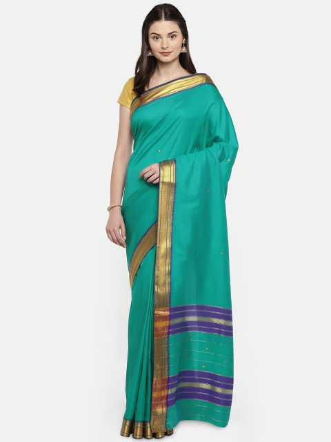 

Mitera Sea Green & Blue Zari Mysore Silk Saree