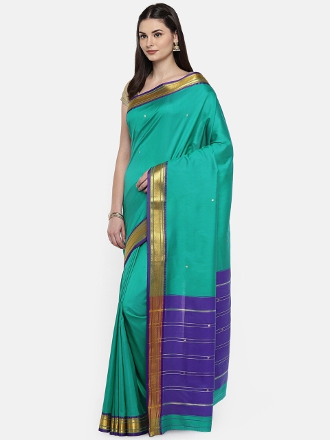 

Mitera Sea Green & Blue Woven Design Zari Mysore Silk Saree