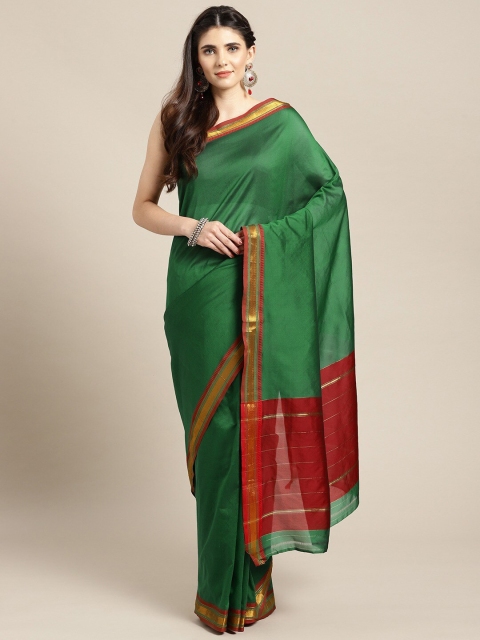 

Mitera Green & Gold-Toned Zari Mysore Silk Saree