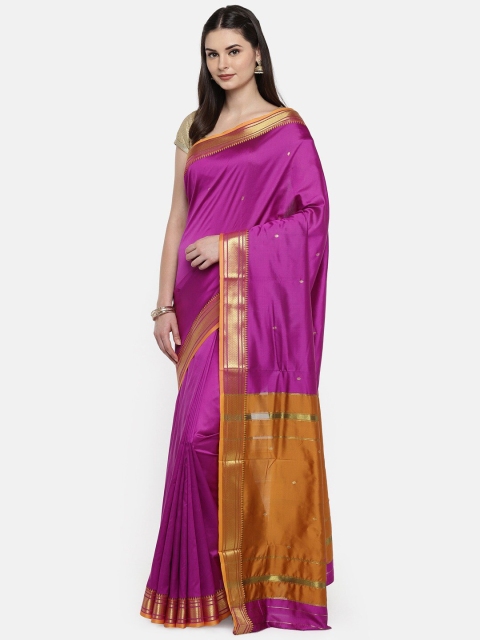 

Mitera Purple & Gold-Toned Zari Mysore Silk Saree