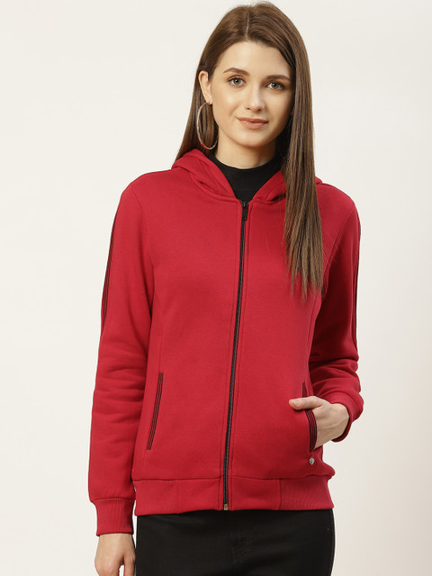 

Monte Carlo Women Red Solid Hooded Sweatshirt