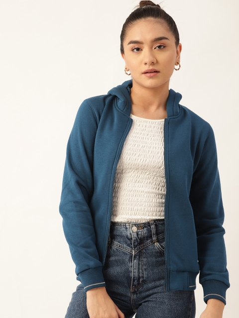 

Monte Carlo Women Teal Blue Hooded Cotton Sweatshirt