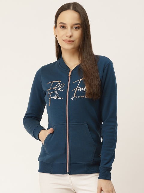 

Monte Carlo Women Teal Blue Printed Sweatshirt