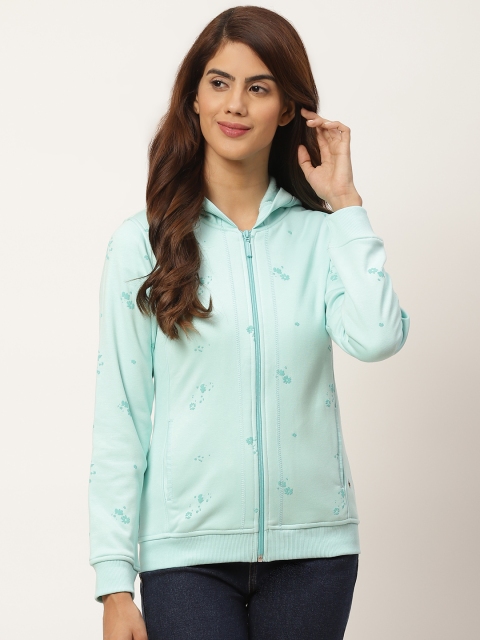

Monte Carlo Women Blue Printed Hooded Sweatshirt