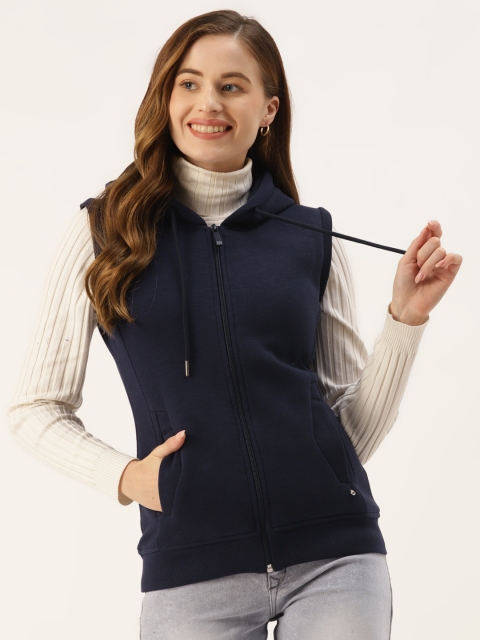 

Monte Carlo Women Navy Blue Solid Hooded Sweatshirt