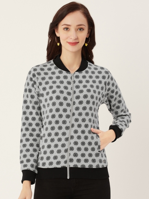 

Monte Carlo Women Grey & Black Self-Design Sweatshirt