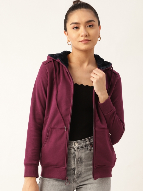 

Monte Carlo Women Purple Hooded Cotton Sweatshirt
