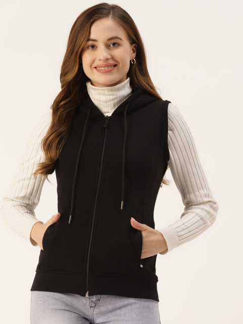 

Monte Carlo Women Black Solid Slub Effect Hooded Sweatshirt