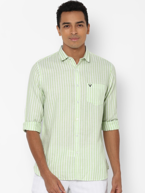 

Allen Solly Men Green Slim Fit Opaque Striped Casual Shirt