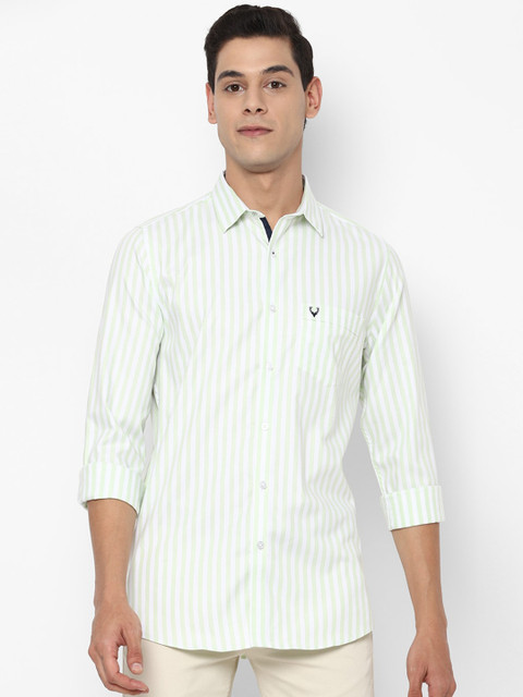 

Allen Solly Men Green Slim Fit Opaque Striped Casual Shirt