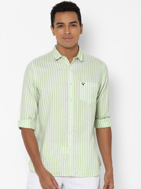 

Allen Solly Men Green Slim Fit Opaque Striped Casual Shirt