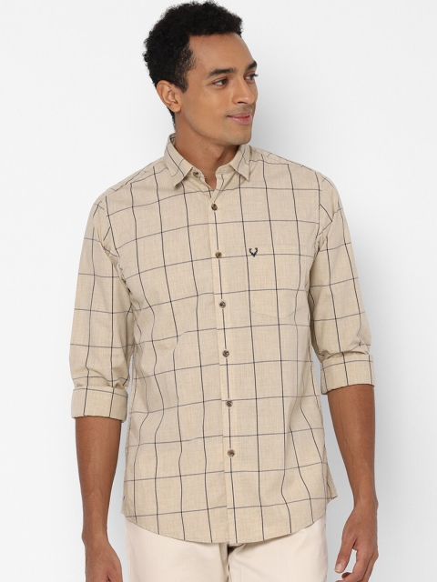 

Allen Solly Men Beige Slim Fit Windowpane Checks Opaque Checked Casual Shirt