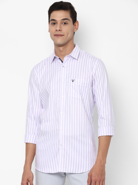 

Allen Solly Men Purple & White Striped Slim Fit Casual Shirt