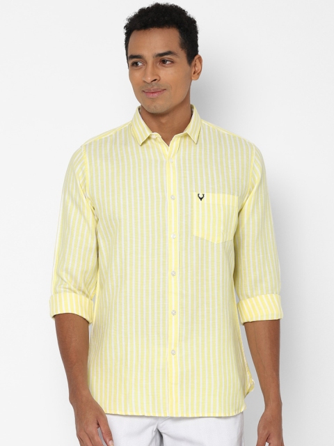 

Allen Solly Men Yellow Slim Fit Opaque Striped Casual Shirt