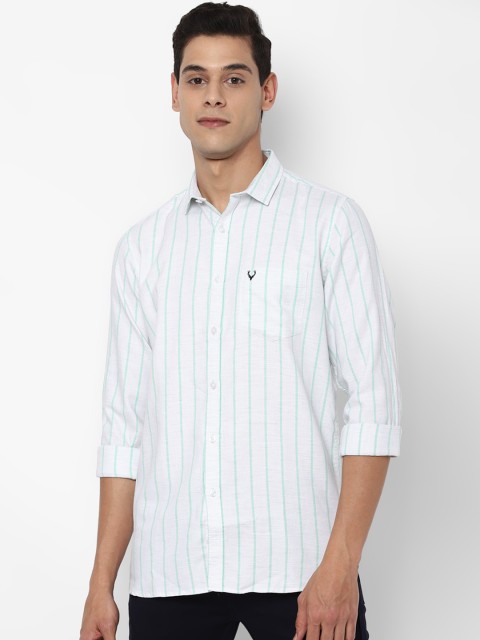 

Allen Solly Men White & Green Slim Fit Striped Casual Shirt