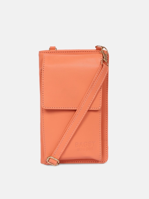 

Bagsy Malone Peach-Coloured PU Structured Sling Bag with Quilted