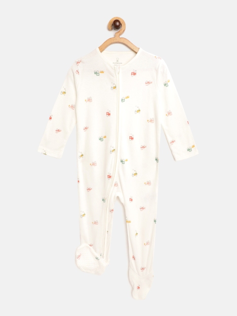 

mothercare Infant Boys White Printed Pure Cotton Sleepsuit