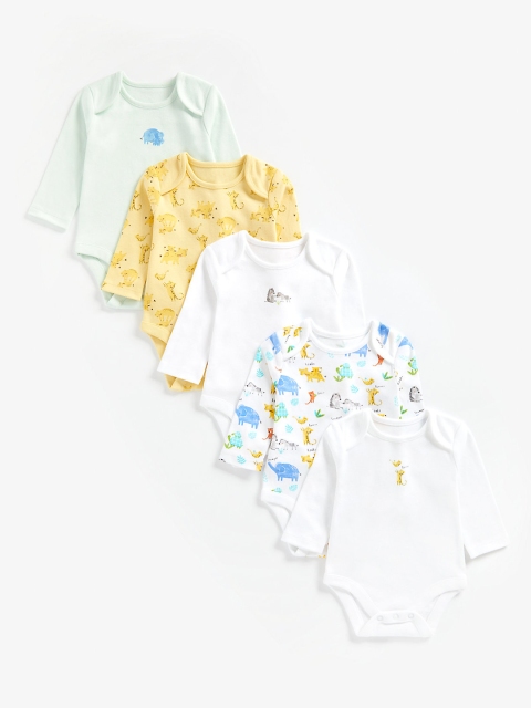 

mothercare Infants Pack of 5 Pure Cotton Bodysuits, Multi