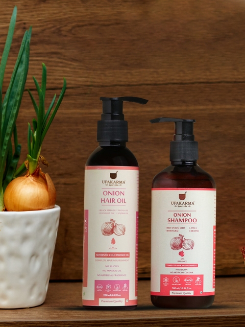 

UPAKARMA Onion Hair Oil 200ml and Onion Shampoo 300ml Hair Care Kit For Strong Hair Combo, Brown